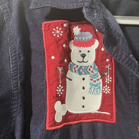 Christopher Banks Christmas Dress Womens SZ 6 Blue Corduroy Modest Shirt Dress - Picture 6 of 16